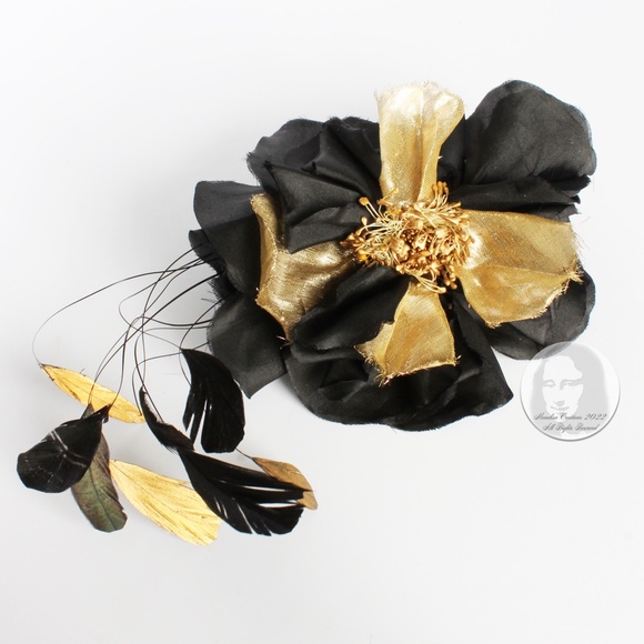 Yves Saint Laurent Decorative Head Piece Hair Comb Flower and Feathers Rare 70s main image 8